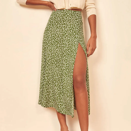 Leopard Floral Long Skirt