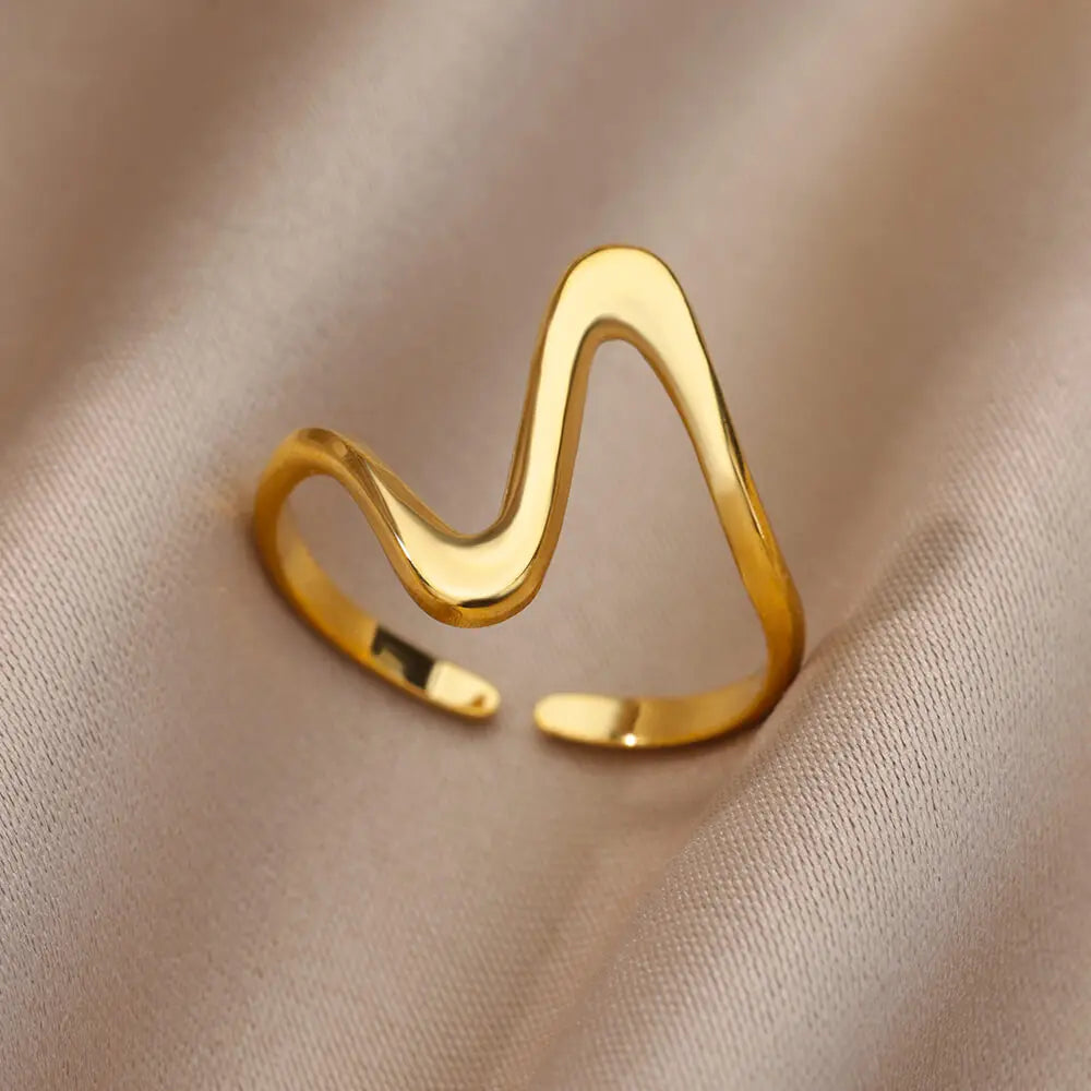 Stainless Steel Rings Heart Gold Color