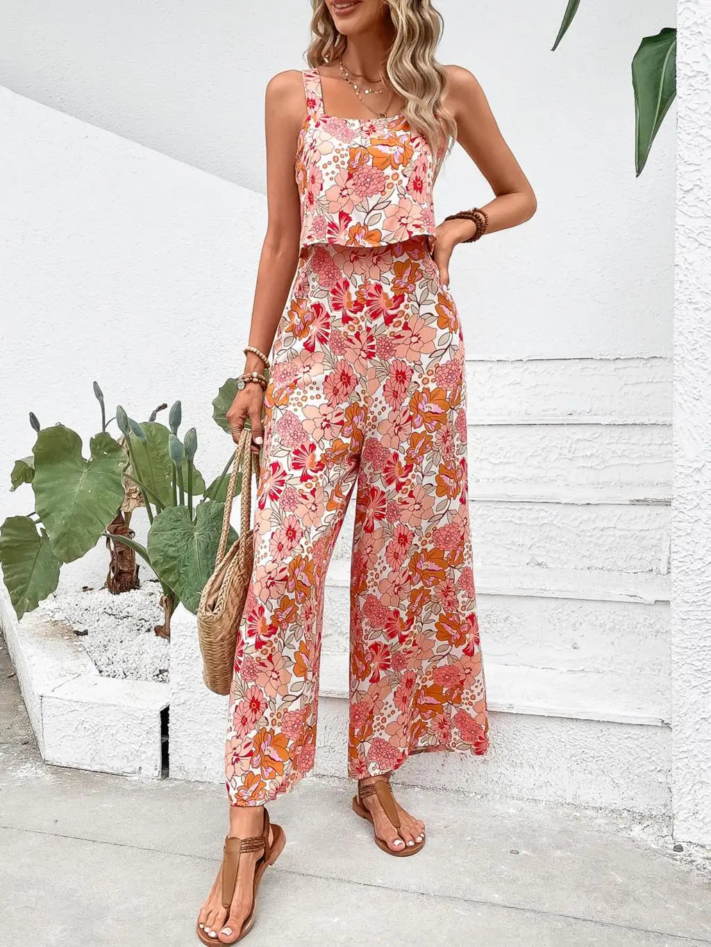 Jumpsuits Casual Sleeveless Floral Romper