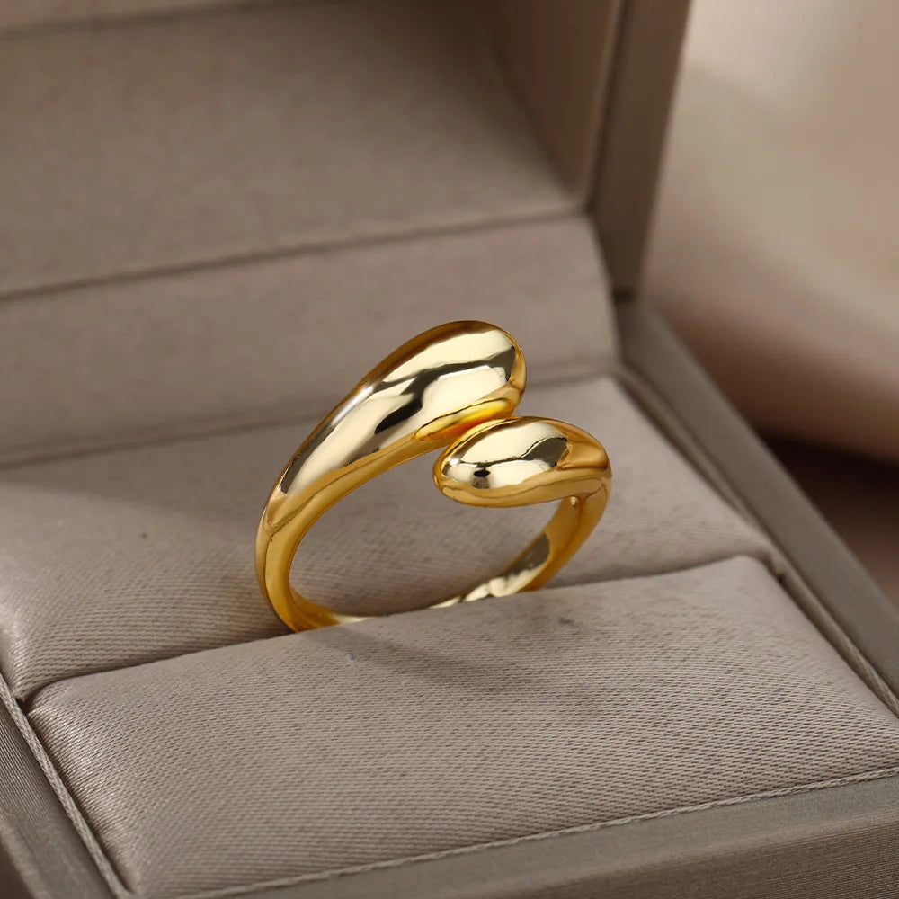 Stainless Steel Rings Heart Gold Color